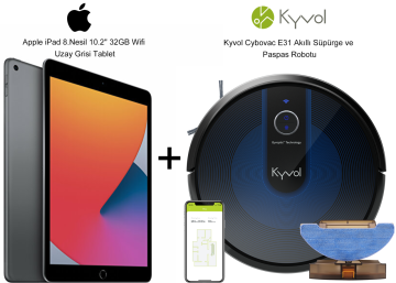 Apple iPad 8th Gen 10.2 '' 32 Go Wifi Tablette Gris Espace + Kyvol Cybovac E31 Aspirateur Intelligent et Robot Mop