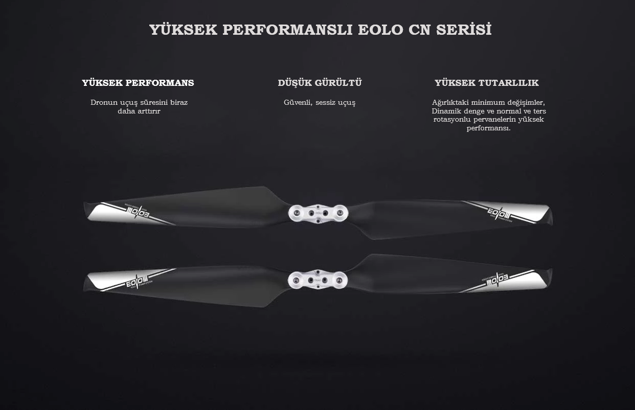 Eolo Katlanabilir Karbon Fiber ve Naylon Kompozit Pervane 22x6.5 inç, Eolo drone pervaneleri, drone yedek parça ve drone malzemeleri