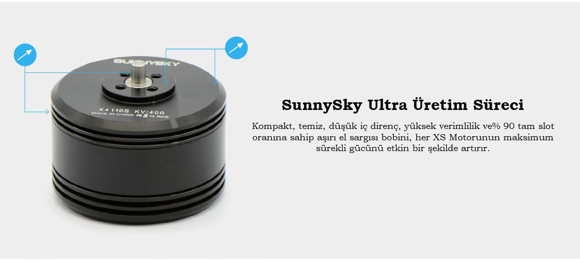 SunnySky X4110S-400 Kv Drone Motoru, Drone Yedek Parça, Drone Malzemeleri, Drone,