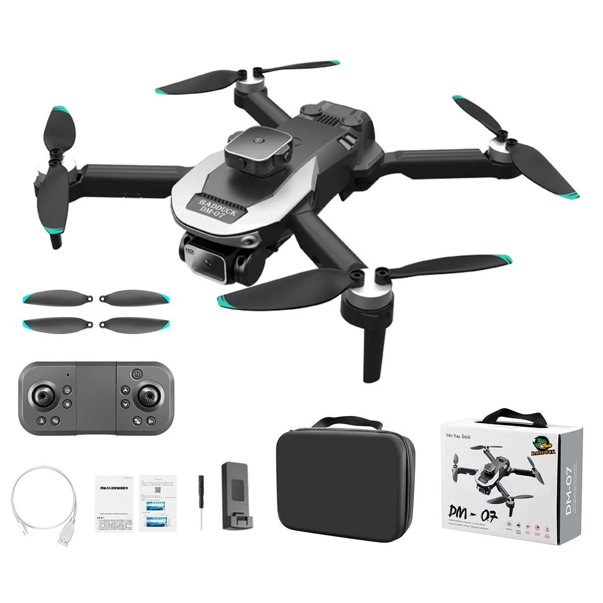 BADDUCK DM - 07 1080 P HD Kameralı FPV Drone + Drone Pilot Tişört