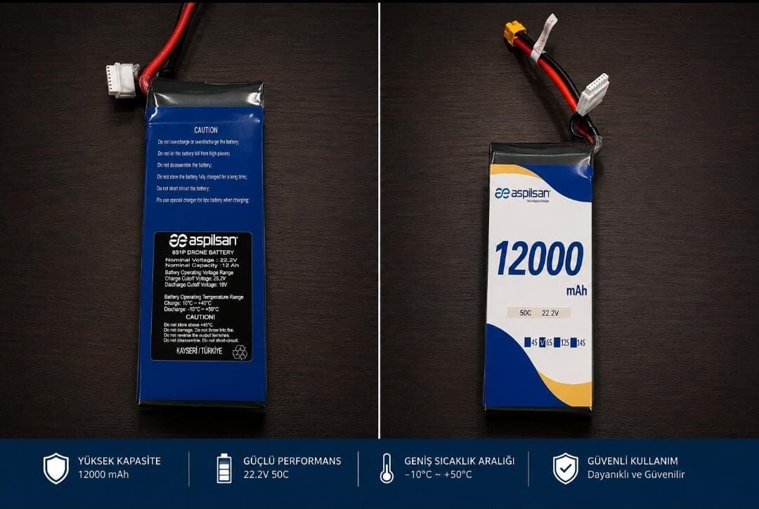 ASPİLSAN 12000 mAh 6S 50C LiPo Drone Bataryası