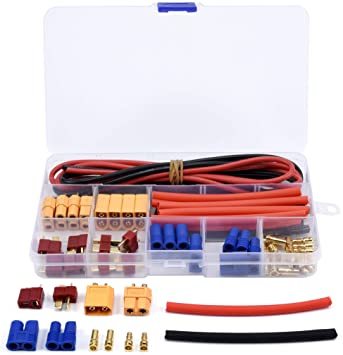 XT60 /EC3 / EC5 / Deans T-PLUG /3.5mm Banana Plug Erkek Dişi Adaptör Konnektörler, RC Lipo Pil için Isıyla Daralan Makaronlu Elektronik Hız Kontrolü için Konnektör Seti